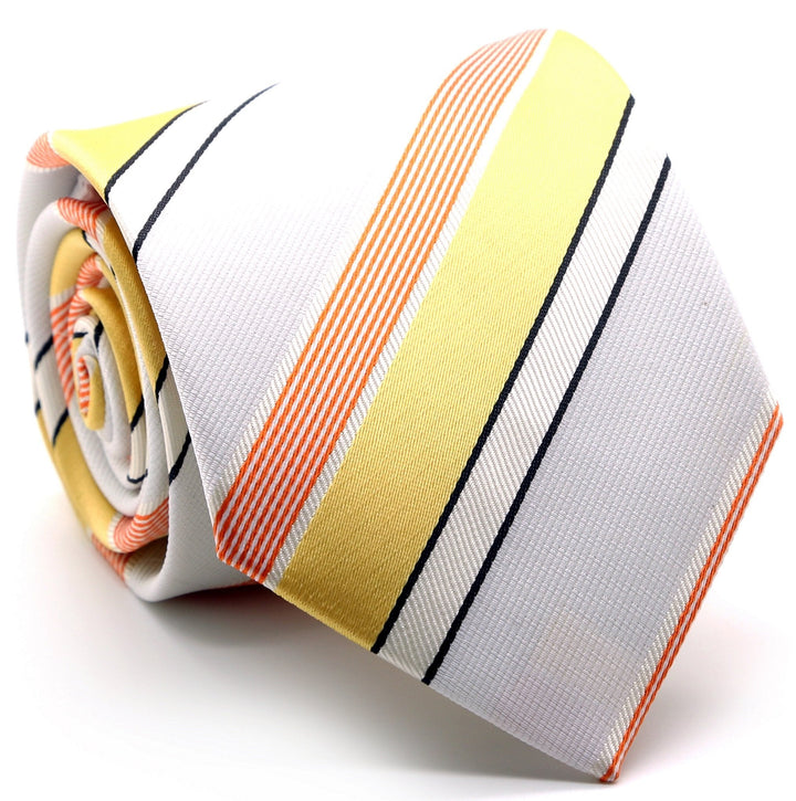 Mens Dads Classic Yellow Striped Pattern Business Casual Necktie &amp; Hanky Set EO-11 - FHYINC best men&