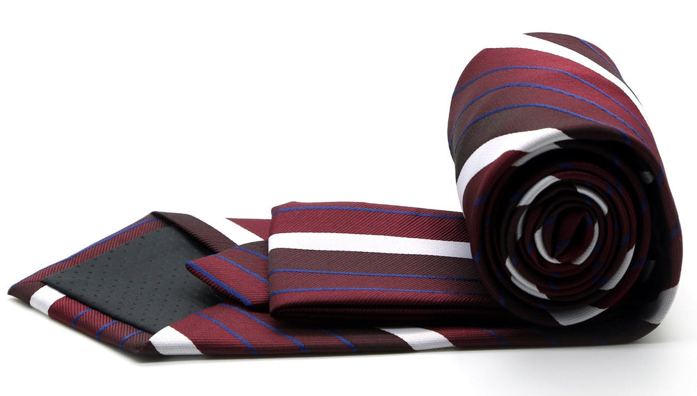 Mens Dads Classic Red Striped Pattern Business Casual Necktie & Hanky Set EO-9 - FHYINC best men's suits, tuxedos, formal men's wear wholesale