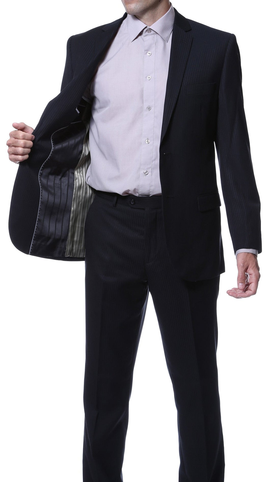 Ernesto Black Pinstripe Slim Fit 2pc Suit - FHYINC best men&