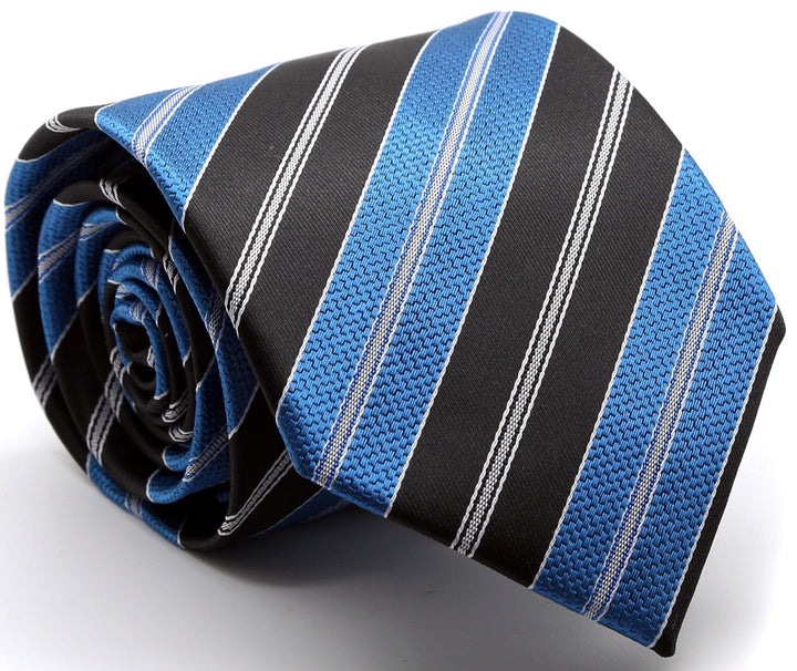 Mens Dads Classic Turquoise Striped Pattern Business Casual Necktie &amp; Hanky Set F-2 - FHYINC best men&