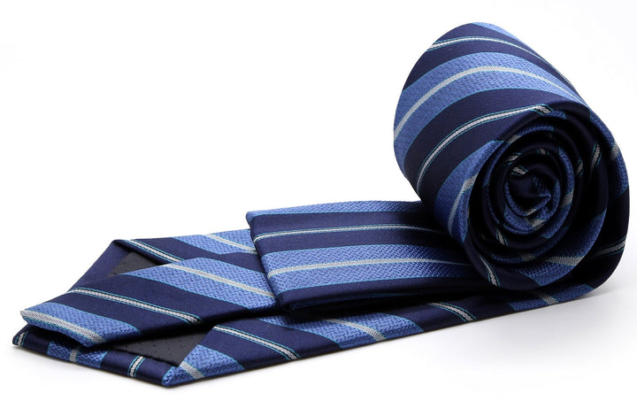 Mens Dads Classic Turquoise Striped Pattern Business Casual Necktie &amp; Hanky Set F-6 - FHYINC best men&