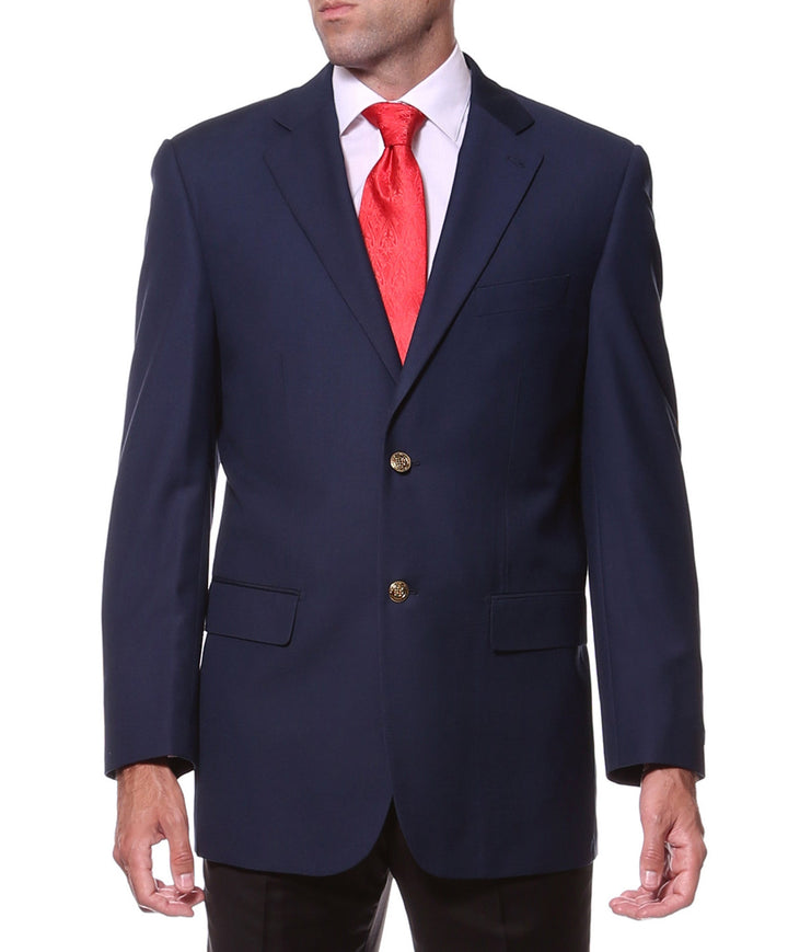 Gold Button FE28001 Navy Blue Solid Bright Color Blazer - FHYINC best men&