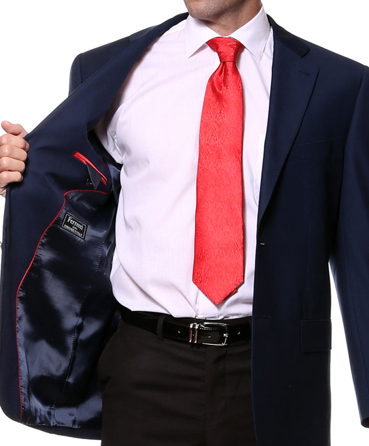 Gold Button FE28001 Navy Blue Solid Bright Color Blazer - FHYINC best men&