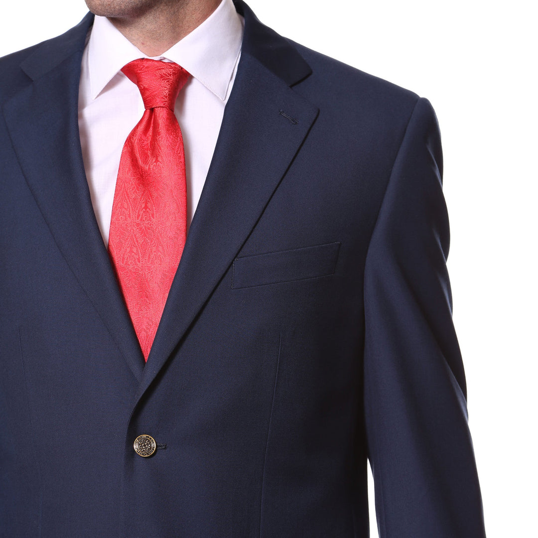 Gold Button FE28001 Navy Blue Solid Bright Color Blazer - FHYINC best men&
