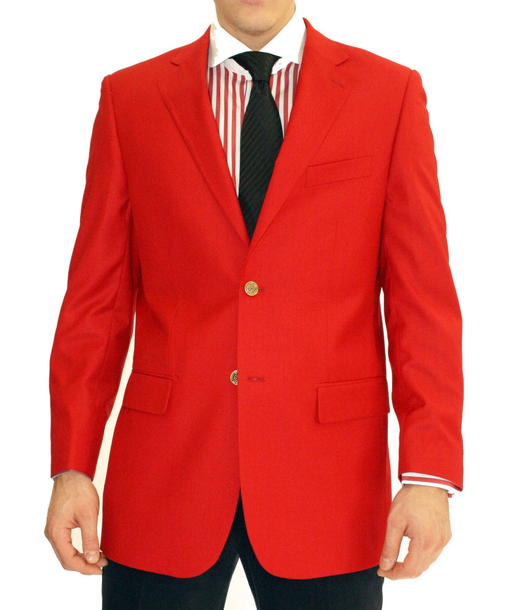 Red Gold Button Regular Fit Blazer - FHYINC best men&