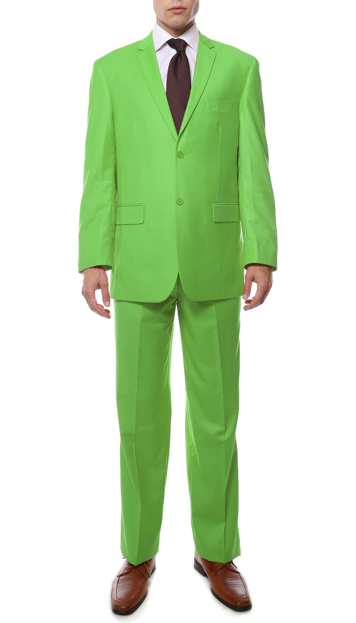 Premium FE28001 Apple Green Regular Fit Suit - FHYINC best men&