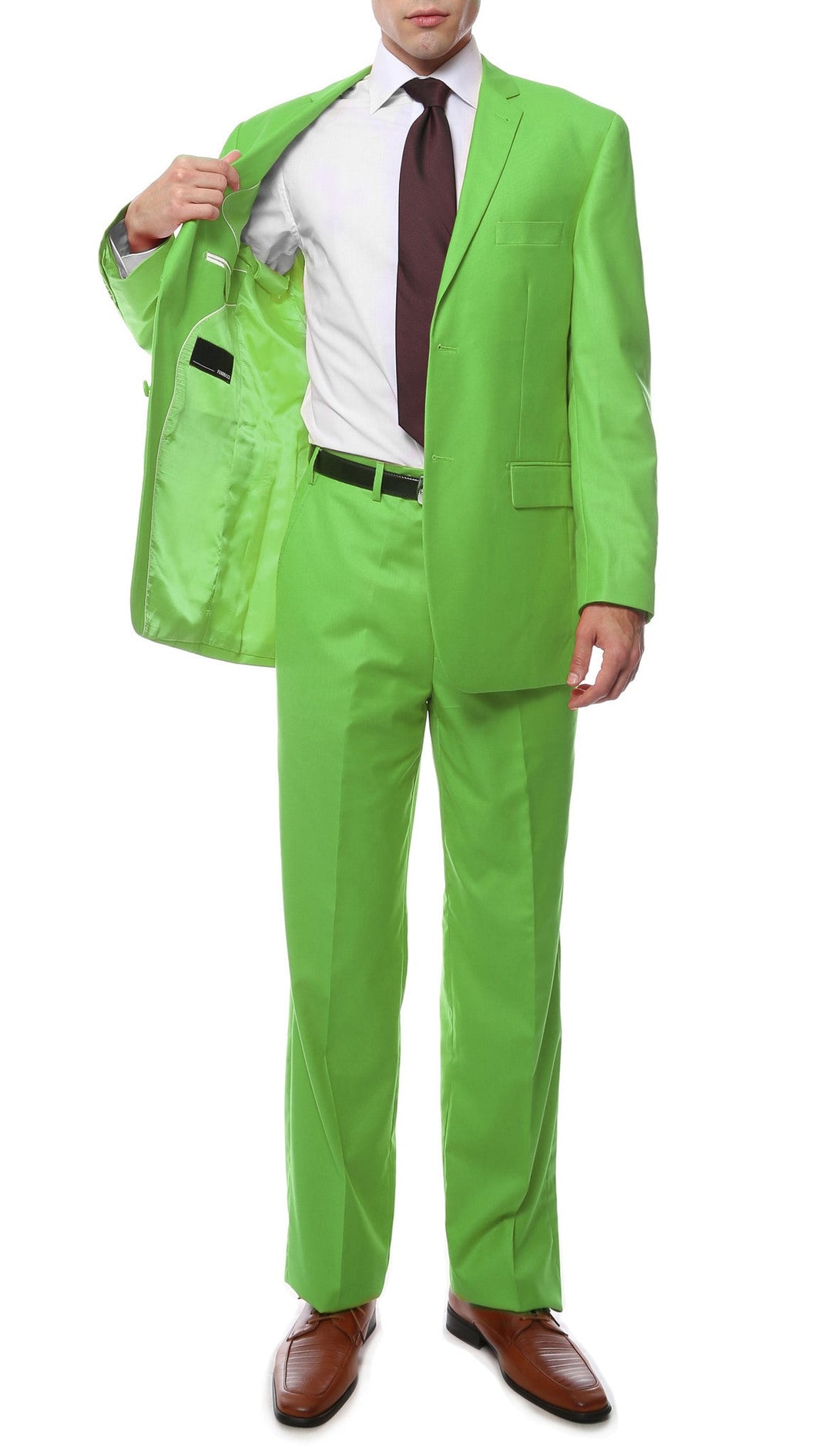 Premium FE28001 Apple Green Regular Fit Suit - FHYINC best men&