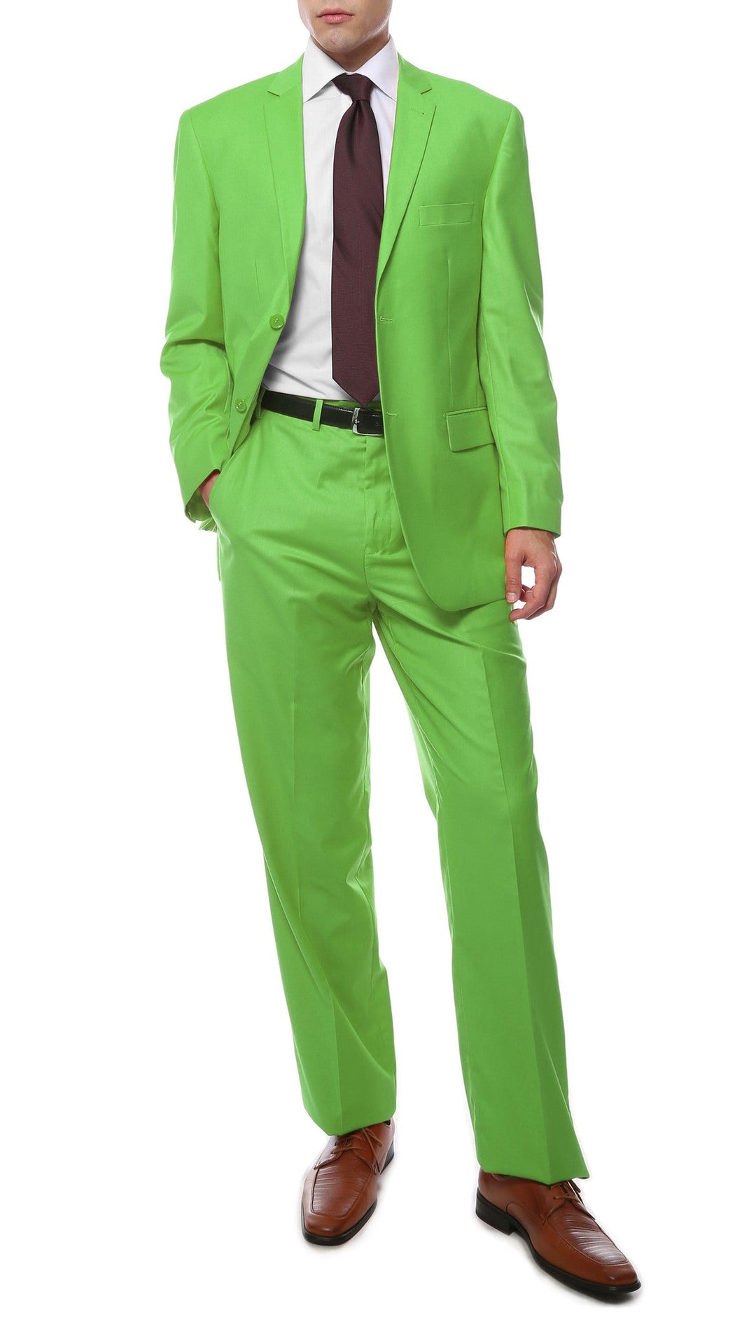 Premium FE28001 Apple Green Regular Fit Suit - FHYINC best men&