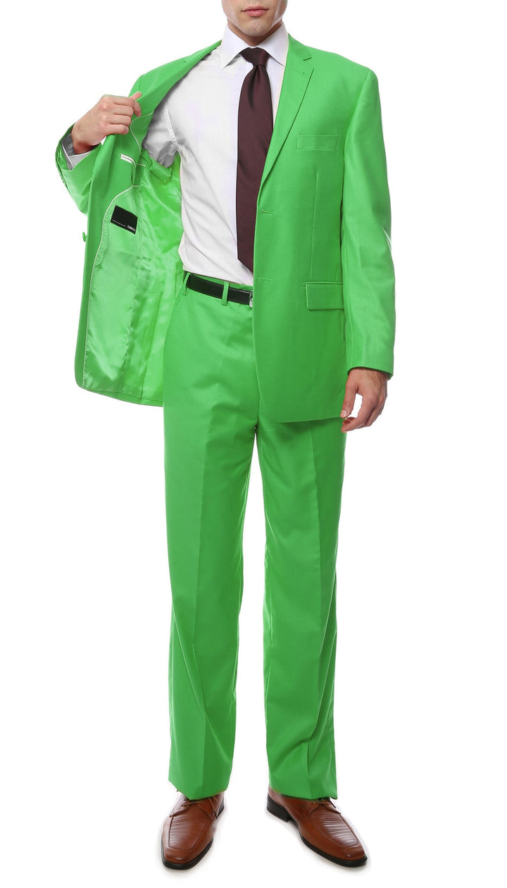 Premium FE28001 Lime Green Regular Fit Suit - FHYINC best men&