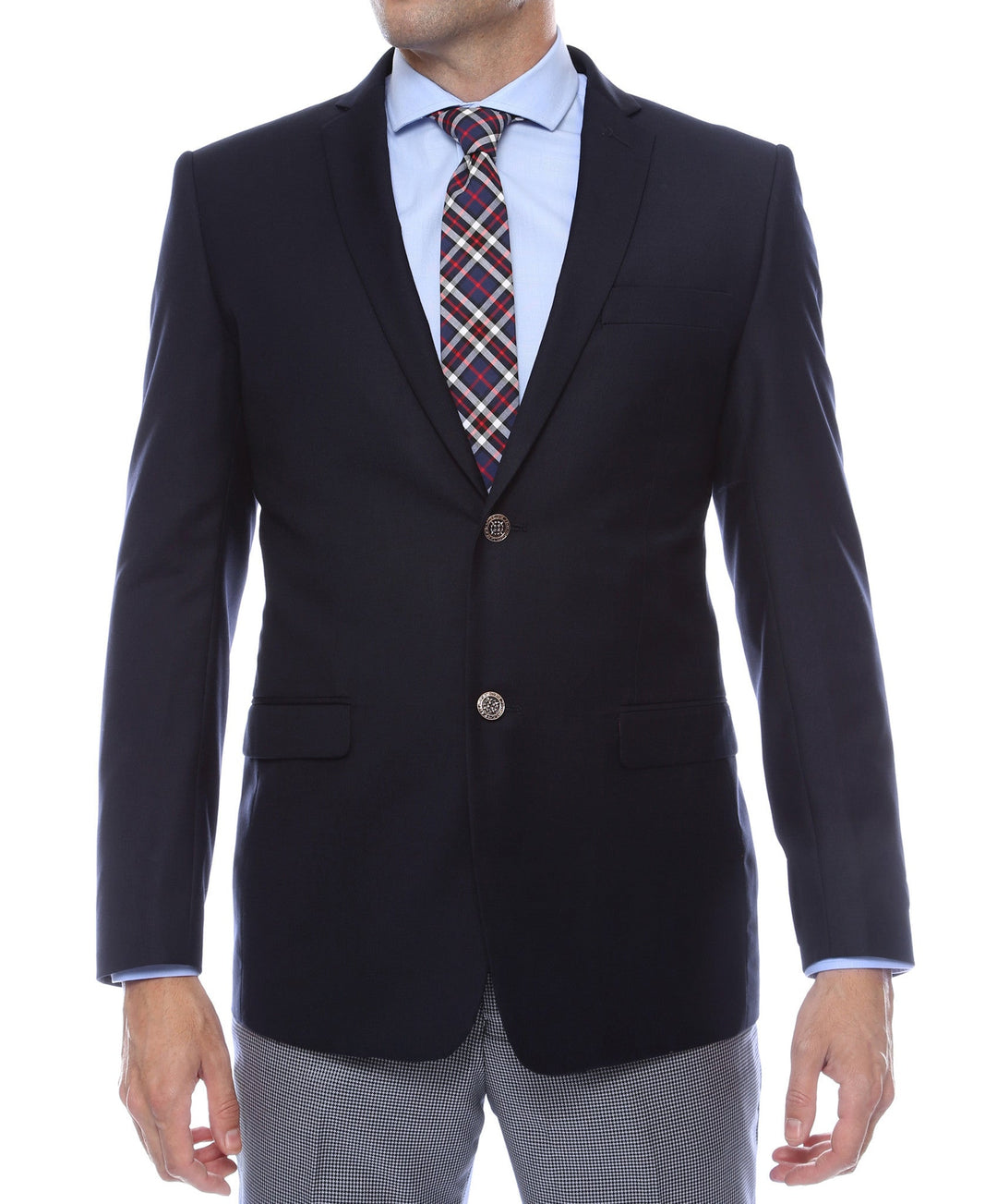 Finn Gold Button Slim Fit Navy Blazer - FHYINC