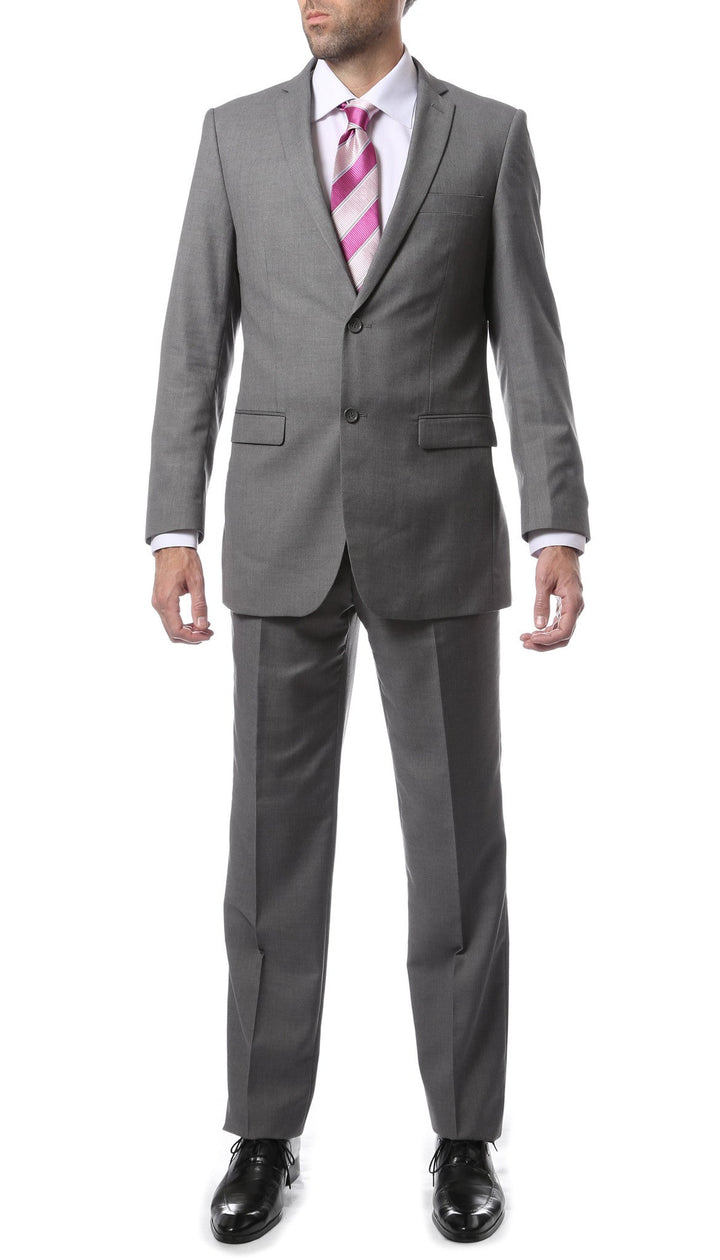 Premium FNL22R Mens 2 Button Regular Fit Grey Suit - FHYINC best men&