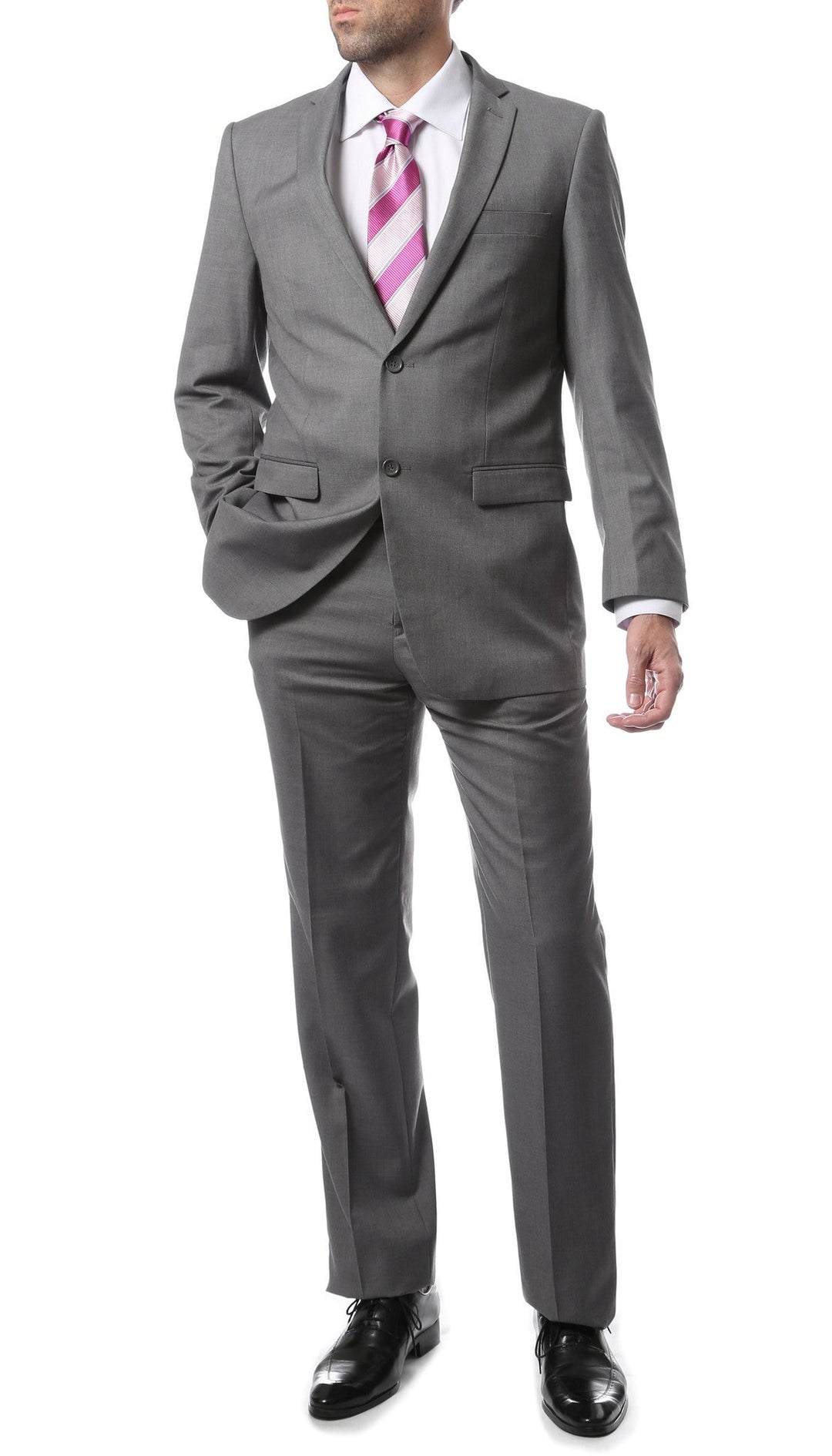 Premium FNL22R Mens 2 Button Regular Fit Grey Suit - FHYINC best men&