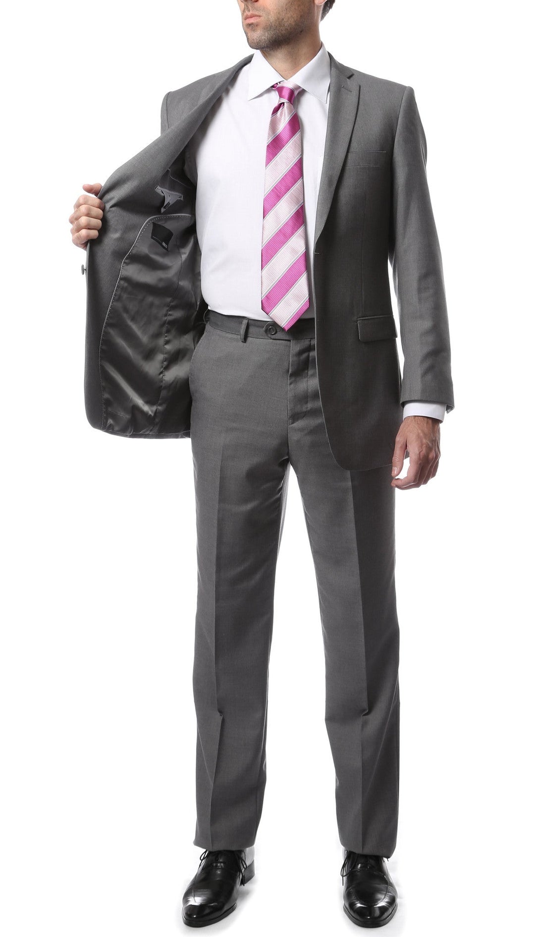 Premium FNL22R Mens 2 Button Regular Fit Grey Suit - FHYINC best men&