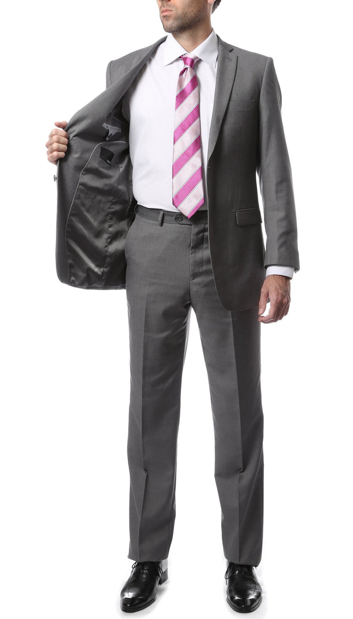 Premium FNL22R Mens 2 Button Regular Fit Grey Suit - FHYINC best men&