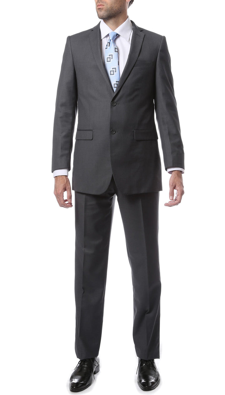Premium FNL22R Mens 2 Button Regular Fit Heather Grey Suit - FHYINC best men&