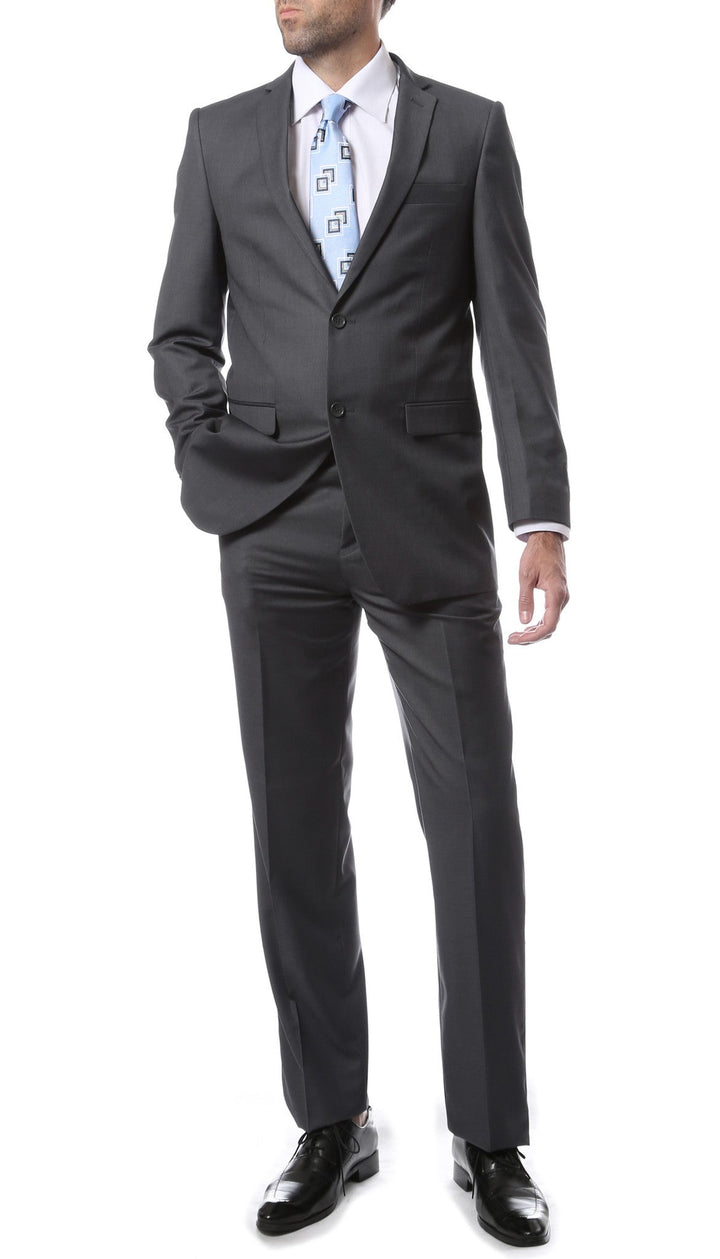 Premium FNL22R Mens 2 Button Regular Fit Heather Grey Suit - FHYINC best men&