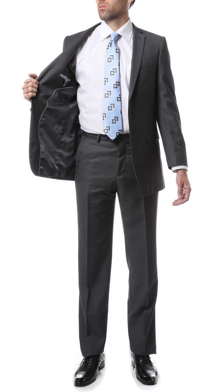 Premium FNL22R Mens 2 Button Regular Fit Heather Grey Suit - FHYINC best men&