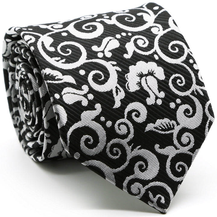 Mens Dads Classic Black Paisley Pattern Business Casual Necktie &amp; Hanky Set FO-1 - FHYINC best men&