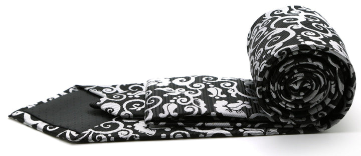 Mens Dads Classic Black Paisley Pattern Business Casual Necktie &amp; Hanky Set FO-1 - FHYINC best men&