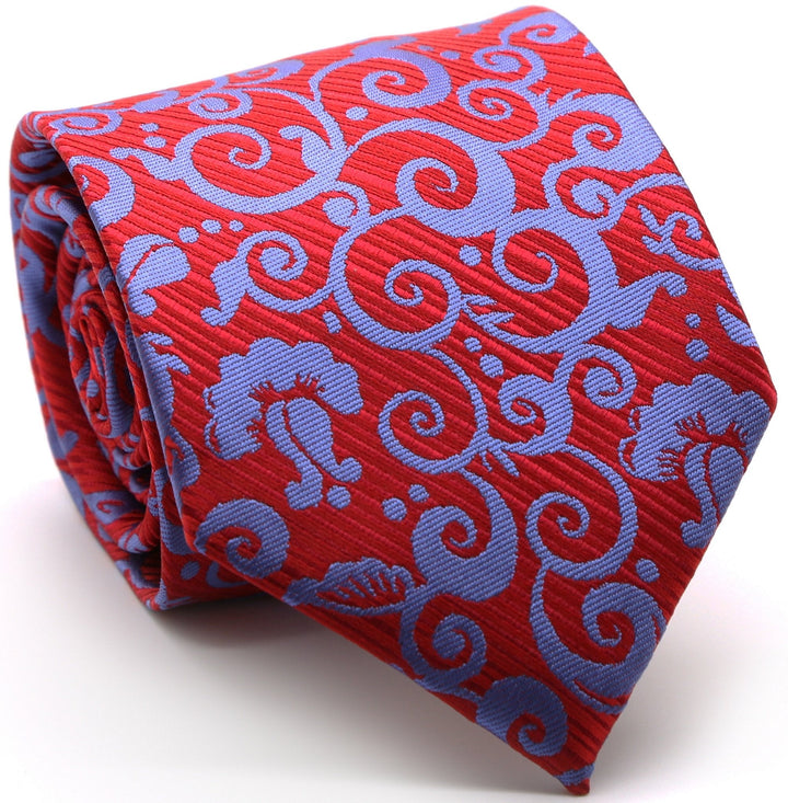 Mens Dads Classic Red Paisley Pattern Business Casual Necktie &amp; Hanky Set FO-3 - FHYINC best men&