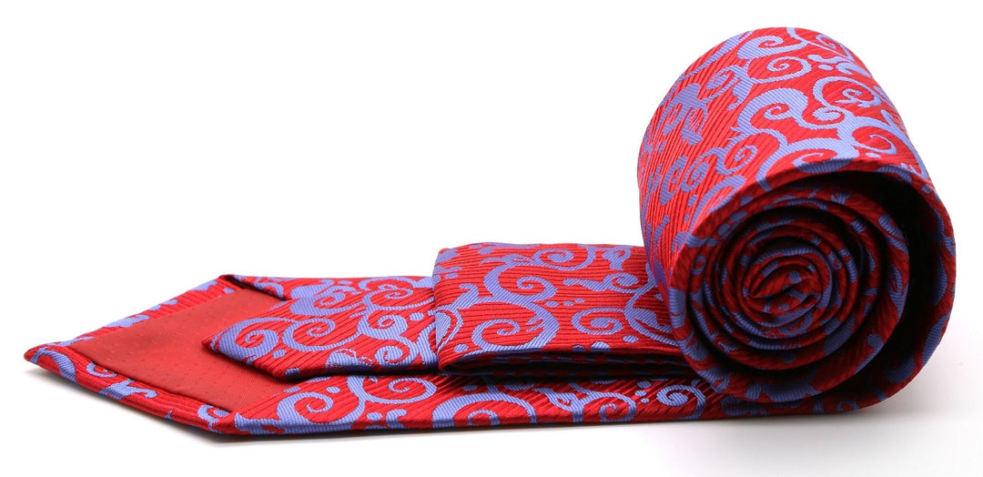 Mens Dads Classic Red Paisley Pattern Business Casual Necktie &amp; Hanky Set FO-3 - FHYINC best men&