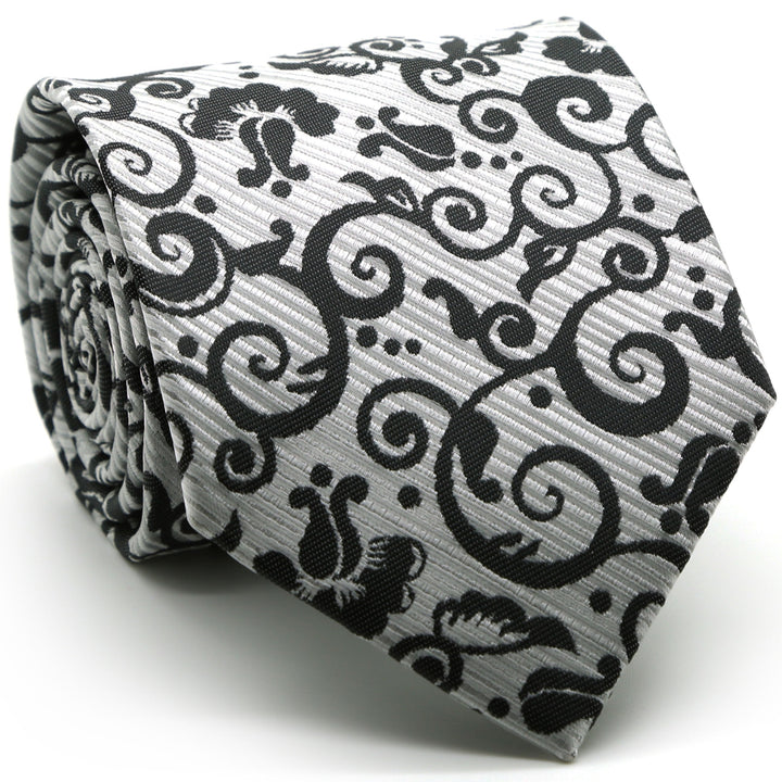 Mens Dads Classic White Paisley Pattern Business Casual Necktie &amp; Hanky Set FO-4 - FHYINC best men&