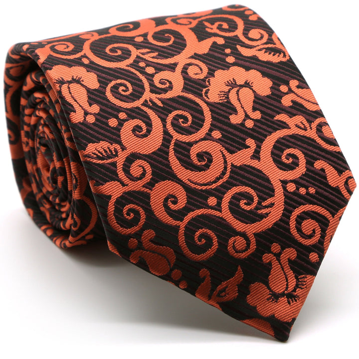 Mens Dads Classic Orange Paisley Pattern Business Casual Necktie &amp; Hanky Set FO-5 - FHYINC best men&