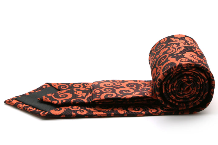 Mens Dads Classic Orange Paisley Pattern Business Casual Necktie &amp; Hanky Set FO-5 - FHYINC best men&