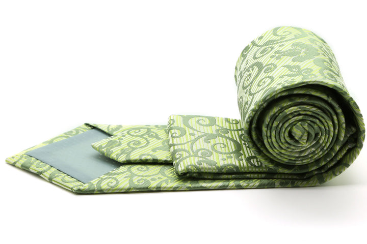 Mens Dads Classic Green Paisley Pattern Business Casual Necktie &amp; Hanky Set FO-9 - FHYINC best men&