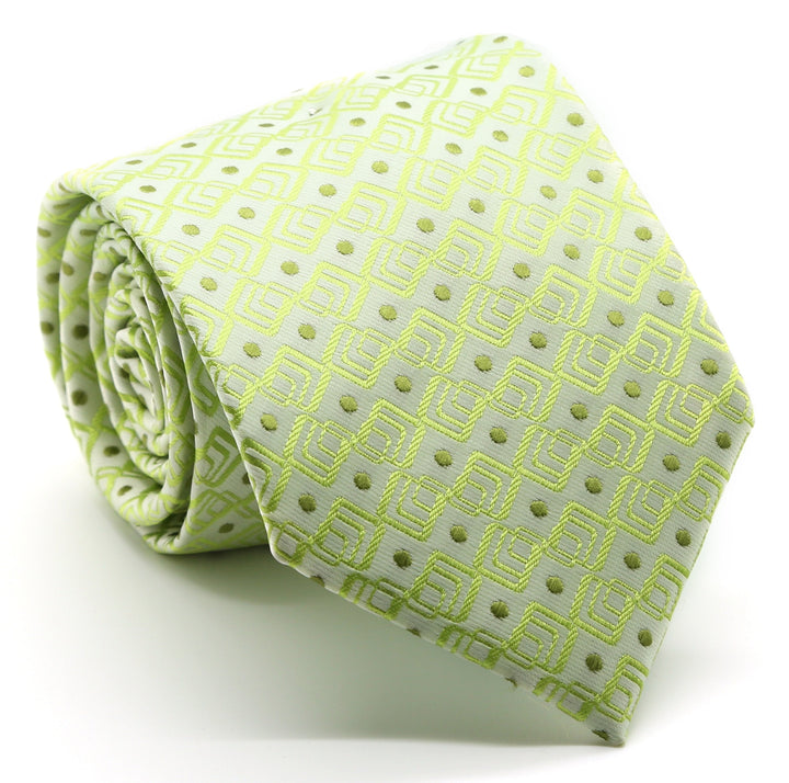 Mens Dads Classic Green Geometric Pattern Business Casual Necktie &amp; Hanky Set G-7 - FHYINC best men&