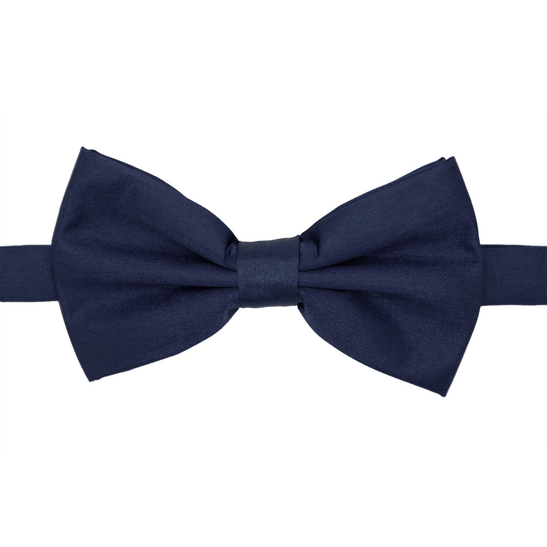 Gia Navy Blue Satine Adjustable Bowtie - FHYINC best men&