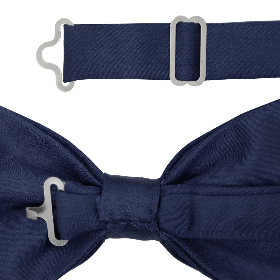 Gia Navy Blue Satine Adjustable Bowtie - FHYINC best men&