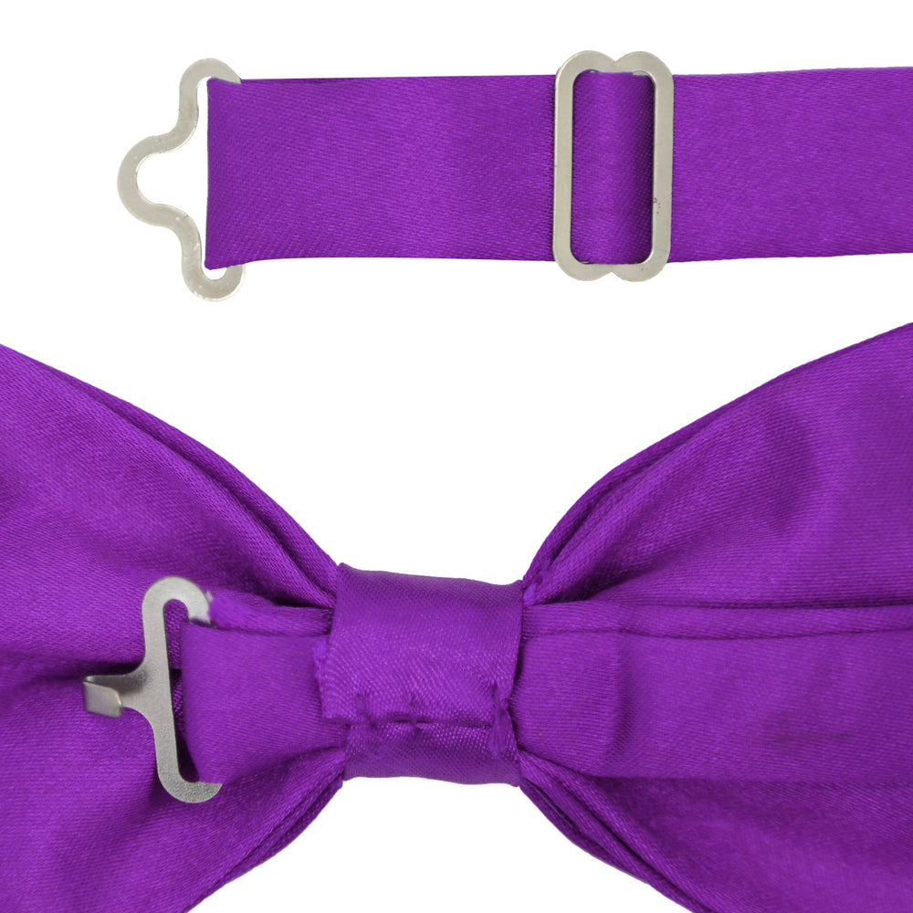 Gia Royal Purple Satine Adjustable Bowtie - FHYINC best men's suits, tuxedos, formal men's wear wholesale