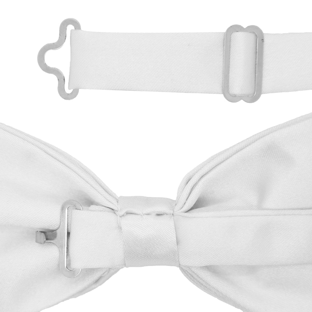 Gia White Satine Adjustable Bowtie - FHYINC best men&