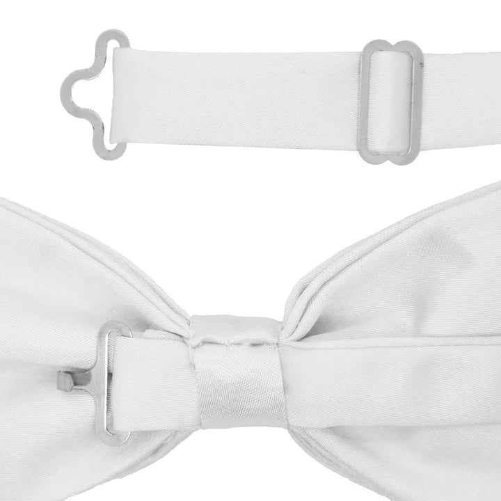 Gia White Satine Adjustable Bowtie - FHYINC best men&