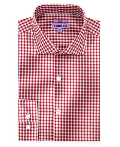 The Red Gingham Check Slim Fit Cotton Dress Shirt - FHYINC best men's suits, tuxedos, formal men's wear wholesale