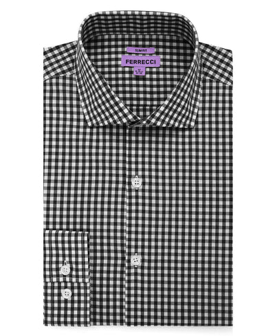 The Black Gingham Check Slim Fit Cotton Dress Shirt - FHYINC best men's suits, tuxedos, formal men's wear wholesale