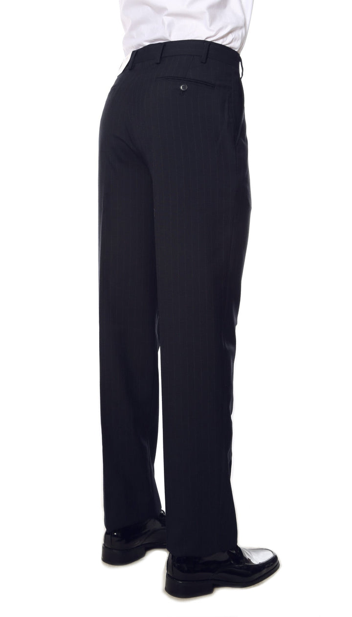 Navy Pinstripe Mens Regular Fit Uniform Dress Pants - FHYINC best men&