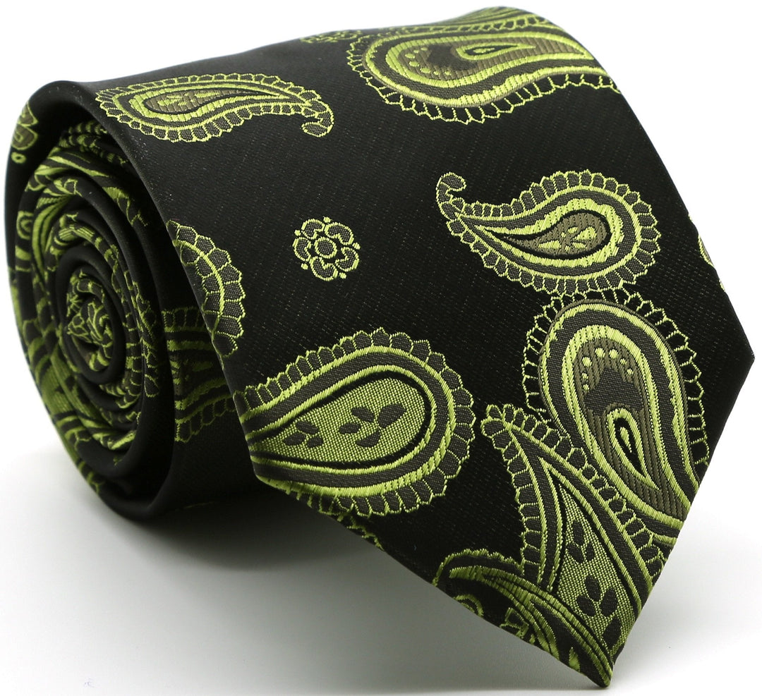 Mens Dads Classic Green Paisley Pattern Business Casual Necktie & Hanky Set HO-3 - FHYINC best men's suits, tuxedos, formal men's wear wholesale