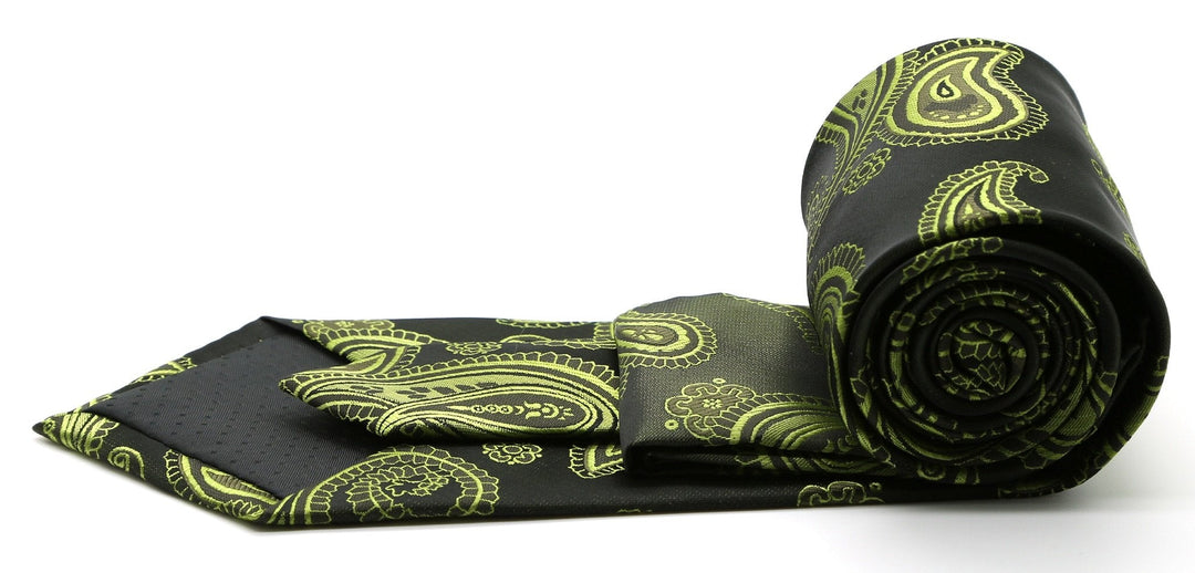 Mens Dads Classic Green Paisley Pattern Business Casual Necktie &amp; Hanky Set HO-3 - FHYINC best men&