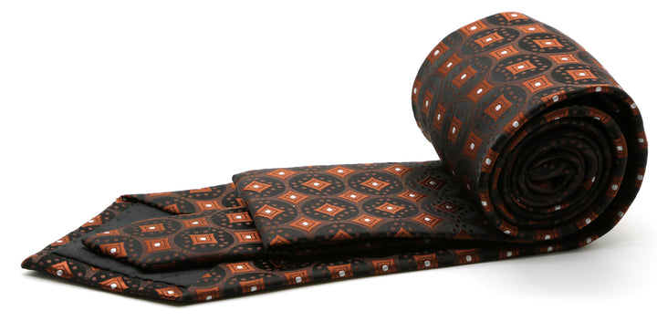 Mens Dads Classic Brown Geometric Pattern Business Casual Necktie &amp; Hanky Set I-2 - FHYINC best men&