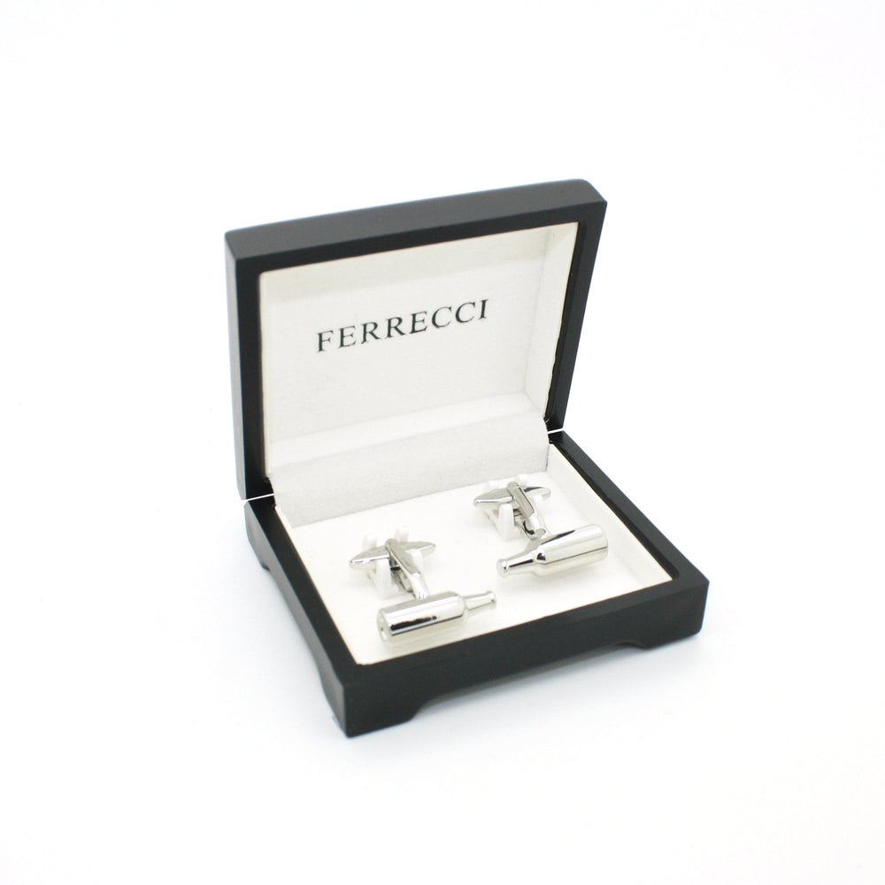 Silvertone Bottle Cuff Links With Jewelry Box - FHYINC
