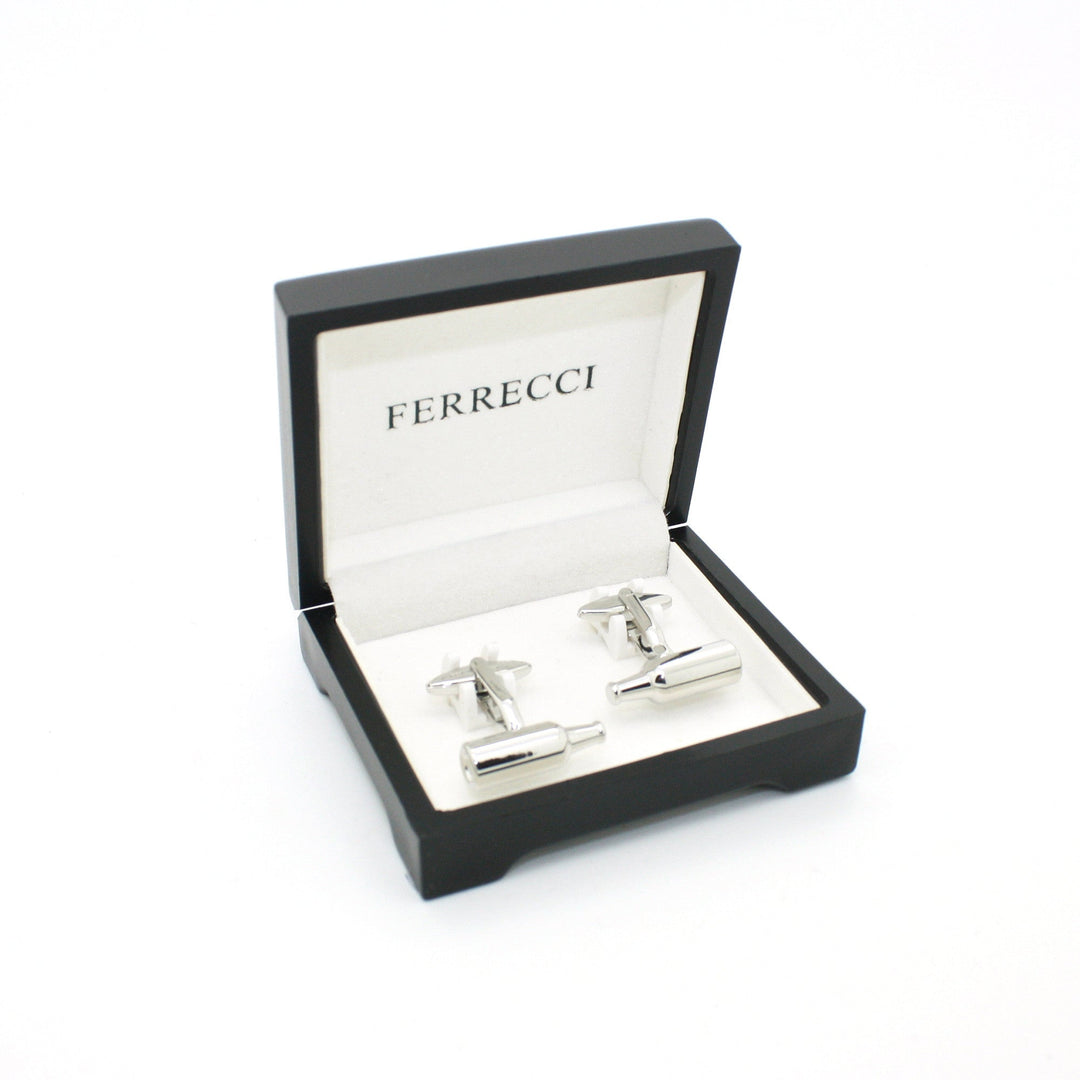 Silvertone Bottle Cuff Links With Jewelry Box - FHYINC
