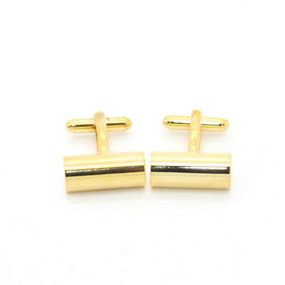 Goldtone Brass Cylinder Cuff Links With Jewelry Box - FHYINC