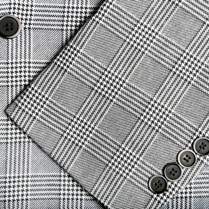 Conrad Skinny Slim Fit Grey 2pc Glen Plaid Peak Lapel Suit - FHYINC best men&