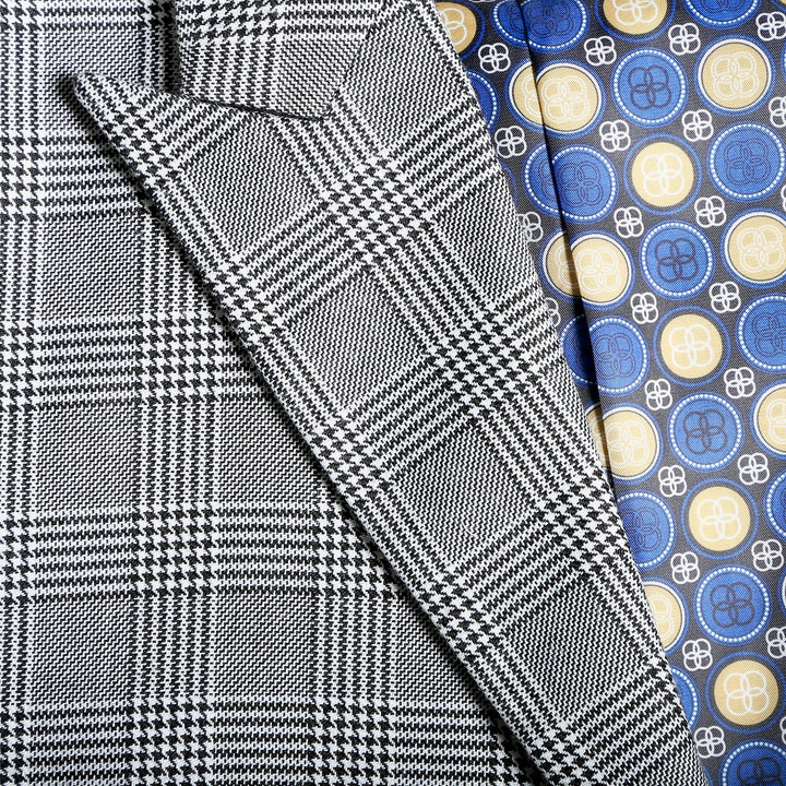 Conrad Skinny Slim Fit Grey 2pc Glen Plaid Peak Lapel Suit - FHYINC best men&