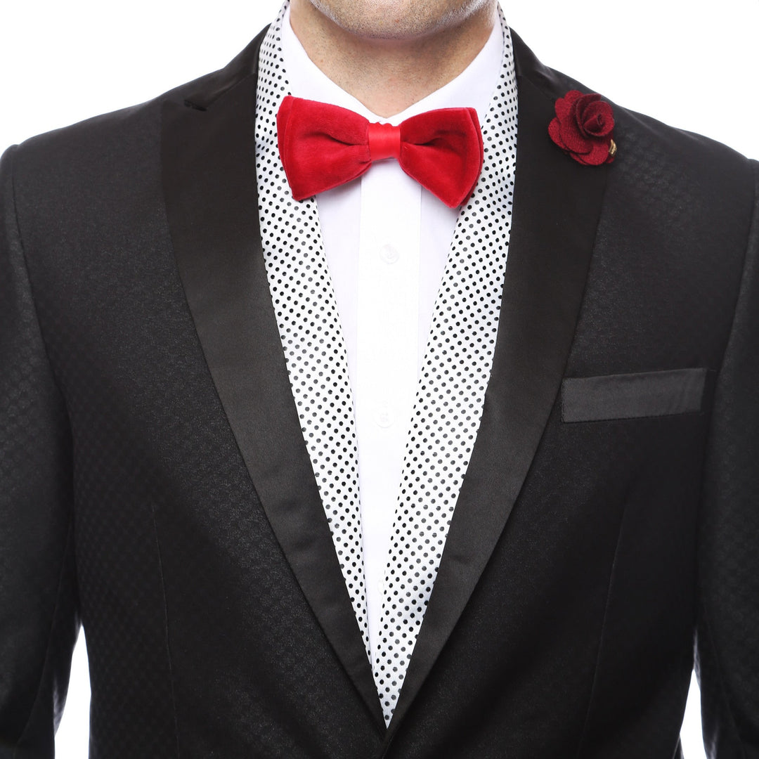 Premium Men's Polka Dot Formal Evening Scarf - White & Black - FHYINC best men's suits, tuxedos, formal men's wear wholesale
