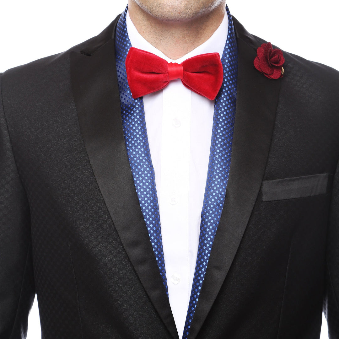 Premium Men's Polka Dot Formal Evening Scarf - Blue & Black - FHYINC best men's suits, tuxedos, formal men's wear wholesale