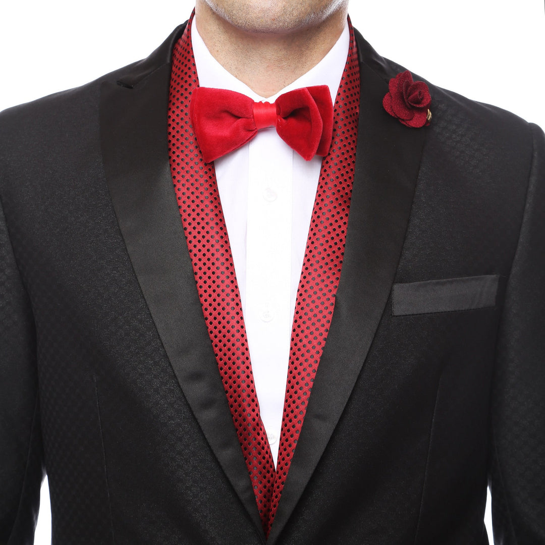 Premium Men's Polka Dot Formal Evening Scarf - Burgundy & Black - FHYINC best men's suits, tuxedos, formal men's wear wholesale