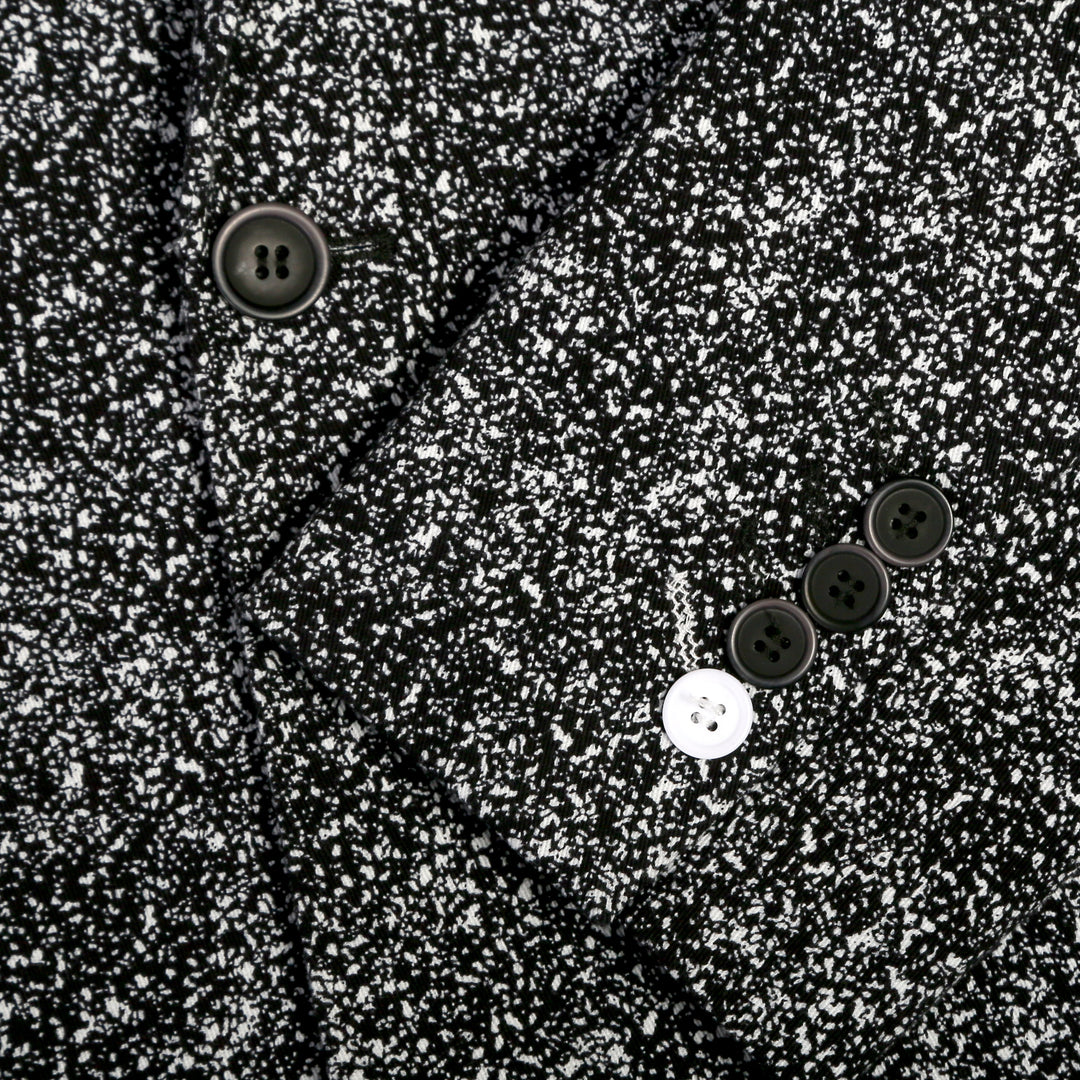 Chicago Slim Fit Black &amp; White Spotted Notch Lapel Suit - FHYINC best men&